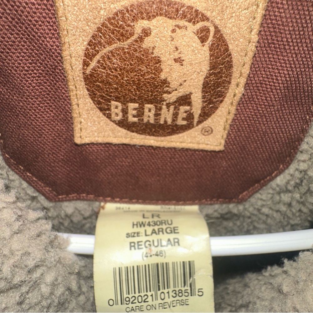 BERNE HEARTLAND HOODED HW430RU Washed Duck Insulated Bark sz L Work Jacket - Picture 3 of 10